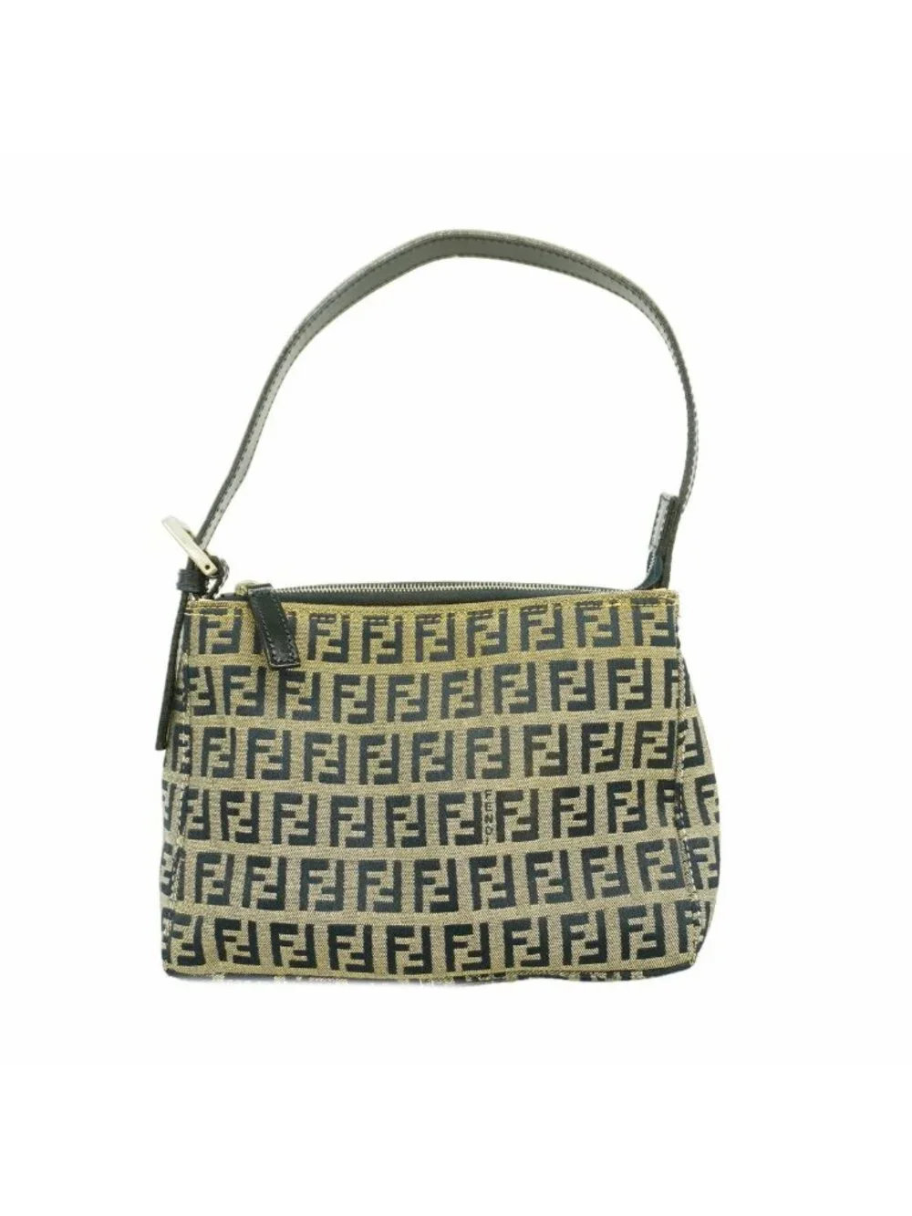 Fendi Handbag Zucchino Nylon Canvas Navy Silver